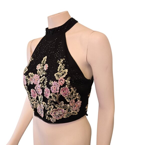 Jodi Kristopher 11 Beaded FLoral Embroidery Garden Fairy Whimsical Festival Crop - Picture 2 of 13